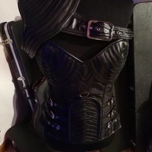 Gothic/Steampunk Corset With Shoulder Shield Sz L